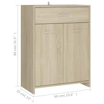  Badezimmerschrank Sonoma-Eiche 60x33x80 cm Holzwerkstoff