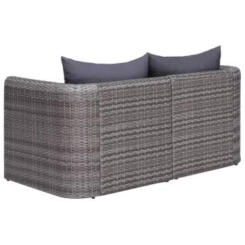  8-tlg. Garten-Lounge-Set mit Kissen Poly Rattan Grau