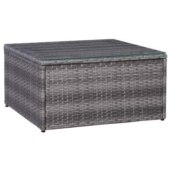  7-tlg. Garten-Lounge-Set mit Kissen Poly Rattan Grau