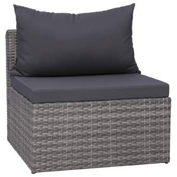  8-tlg. Garten-Lounge-Set mit Kissen Poly Rattan Grau