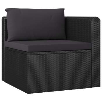  7-tlg. Garten-Lounge-Set mit Kissen Poly Rattan Schwarz