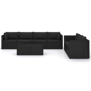  8-tlg. Garten-Lounge-Set mit Kissen Poly Rattan Schwarz