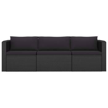  8-tlg. Garten-Lounge-Set mit Kissen Poly Rattan Schwarz