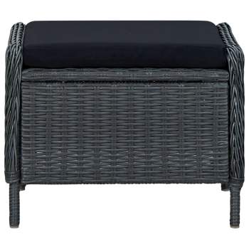  2-tlg. Garten-Lounge-Set mit Auflagen Poly Rattan Dunkelgrau