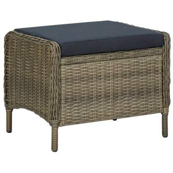  2-tlg. Garten-Lounge-Set mit Auflagen Poly Rattan Braun