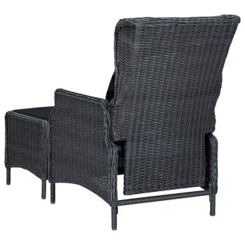 3-tlg. Garten-Lounge-Set mit Auflagen Poly Rattan Dunkelgrau