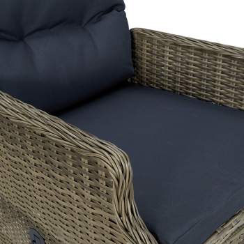  3-tlg. Garten-Lounge-Set mit Auflagen Poly Rattan Braun