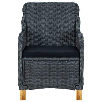  3-tlg. Garten-Lounge-Set mit Auflagen Poly Rattan Dunkelgrau