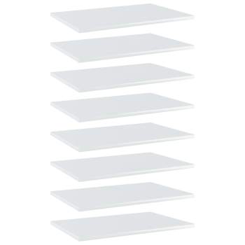  Bücherregal-Bretter 8 Stk. Hochglanz-Weiß 60x40x1,5 cm