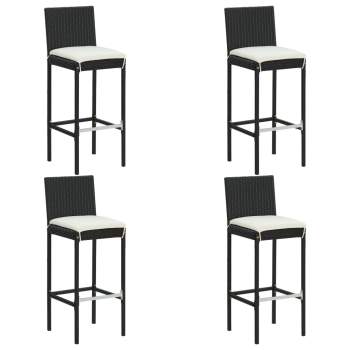  5-tlg. Gartenbar-Set mit Kissen Poly Rattan Schwarz