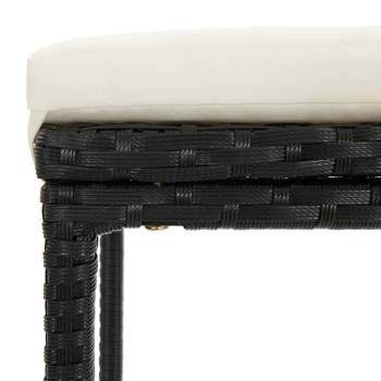  3-tlg. Gartenbar-Set mit Kissen Poly Rattan Schwarz