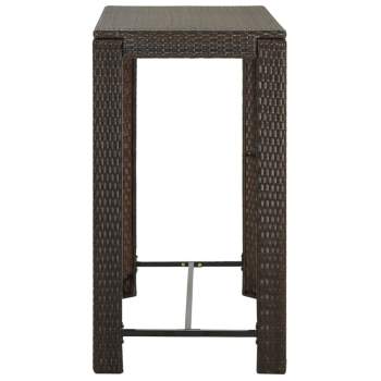  5-tlg. Gartenbar-Set mit Kissen Poly Rattan Braun