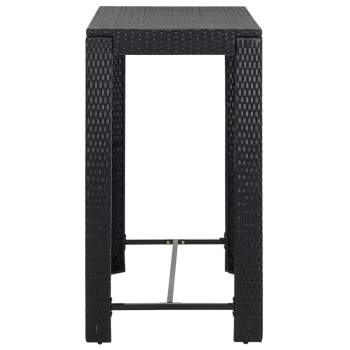  5-tlg. Gartenbar-Set mit Kissen Poly Rattan Schwarz