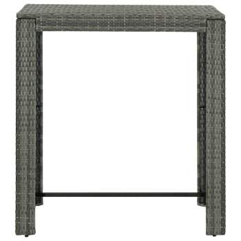  5-tlg. Gartenbar-Set mit Kissen Poly Rattan Grau