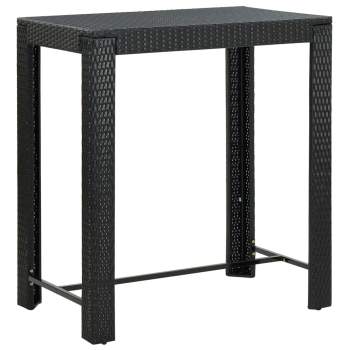  7-tlg. Gartenbar-Set mit Kissen Poly Rattan Schwarz