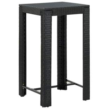  3-tlg. Gartenbar-Set mit Kissen Poly Rattan Schwarz