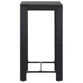  3-tlg. Gartenbar-Set mit Kissen Poly Rattan Schwarz