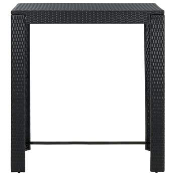  7-tlg. Gartenbar-Set mit Kissen Poly Rattan Schwarz