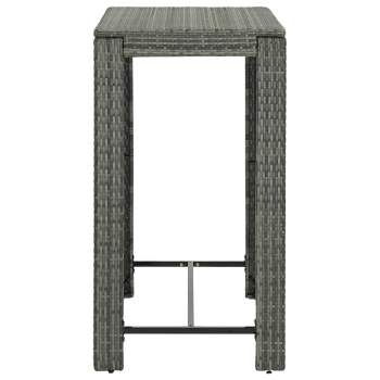  7-tlg. Gartenbar-Set mit Kissen Poly Rattan Grau