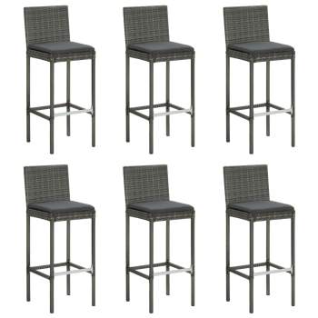  7-tlg. Garten-Bar-Set mit Anthrazit Kissen Poly Rattan