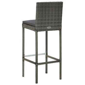  7-tlg. Garten-Bar-Set mit Anthrazit Kissen Poly Rattan