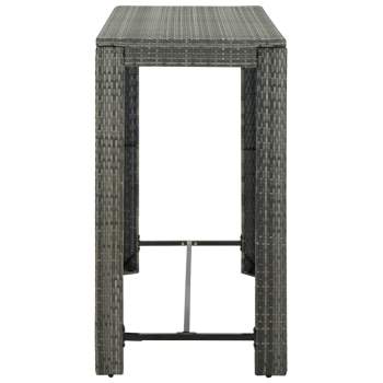  7-tlg. Garten-Bar-Set mit Anthrazit Kissen Poly Rattan