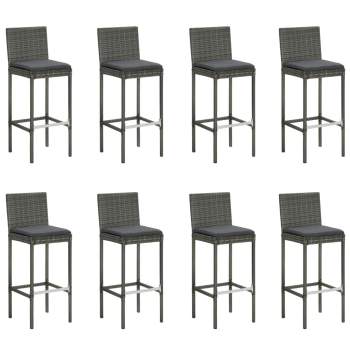  9-tlg. Garten-Bar-Set mit Anthrazit Kissen Poly Rattan