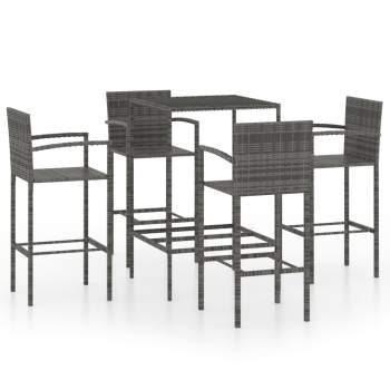 5-tlg. Gartenbar-Set Poly Rattan Grau