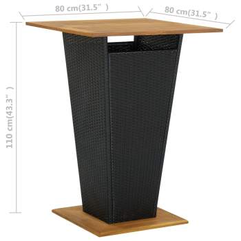 9-tlg. Gartenbar-Set mit Kissen Poly Rattan Schwarz