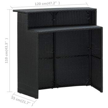 4-tlg. Gartenbar-Set mit Kissen Schwarz