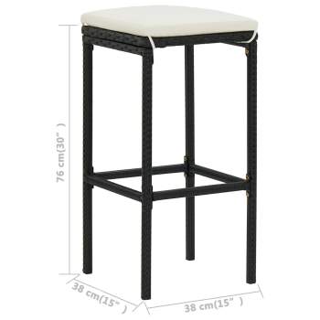 Preview: 4-tlg. Gartenbar-Set mit Kissen Schwarz