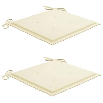  Gartenstühle 2 Stk. mit Cremeweißen Kissen Teak Massivholz