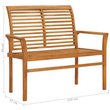  Gartenbank mit Anthrazit Auflage 112 cm Massivholz Teak 