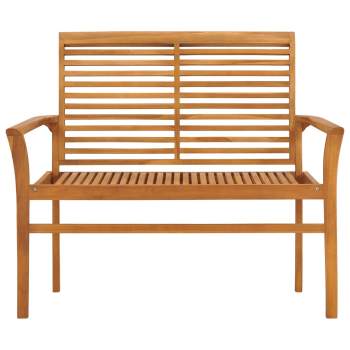  Gartenbank mit Cremeweißer Auflage 112 cm Massivholz Teak 