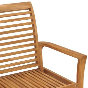  Gartenbank mit Beige Auflage 112 cm Massivholz Teak 