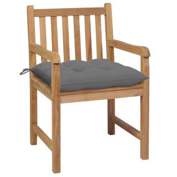 Preview:  Gartenstühle 2 Stk. mit Grauen Kissen Massivholz Teak