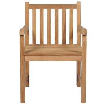  Gartenstühle 2 Stk. mit Grauen Kissen Massivholz Teak