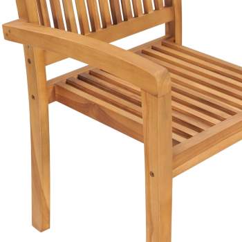  Gartenstühle 2 Stk. mit Cremeweißen Kissen Massivholz Teak
