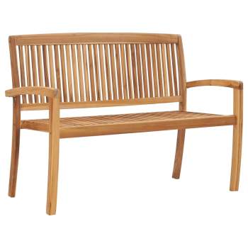 Preview:  Stapelbare Gartenbank mit Auflage 128,5 cm Massivholz Teak