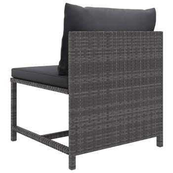 8-tlg. Garten-Lounge-Set mit Kissen Poly Rattan Grau