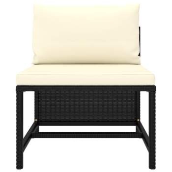  6-tlg. Garten-Lounge-Set mit Kissen Poly Rattan Schwarz