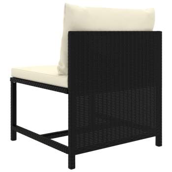  6-tlg. Garten-Lounge-Set mit Kissen Poly Rattan Schwarz