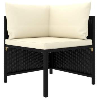  7-tlg. Garten-Lounge-Set mit Kissen Poly Rattan Schwarz