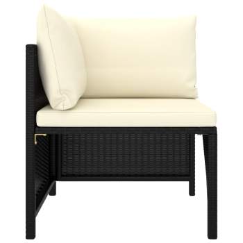  7-tlg. Garten-Lounge-Set mit Kissen Poly Rattan Schwarz