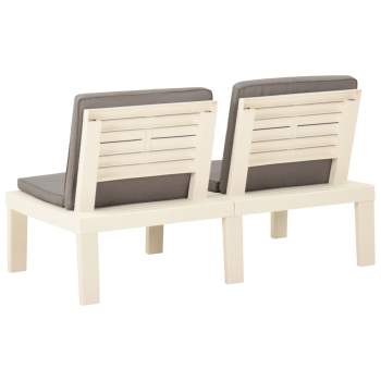  4-tlg. Garten-Lounge-Set mit Auflagen Kunststoff Weiß