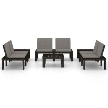  6-tlg. Garten-Lounge-Set mit Auflagen Kunststoff Grau