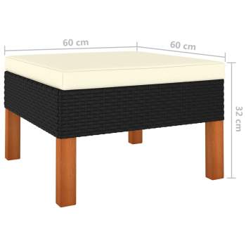  4-tlg. Garten-Lounge-Set mit Kissen Poly Rattan Schwarz