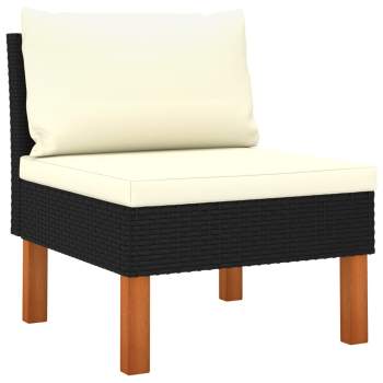  7-tlg. Garten-Lounge-Set mit Kissen Poly Rattan Schwarz