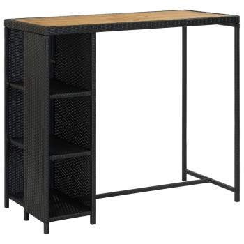 Preview:  5-tlg. Gartenbar-Set mit Kissen Poly Rattan Schwarz