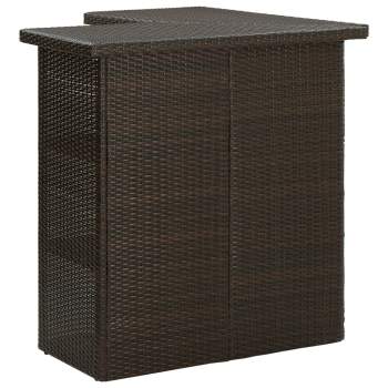  4-tlg. Gartenbar-Set mit Kissen Poly Rattan Braun